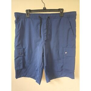 Jump Start Mens Cargo Shorts XL Blue Athletic Drawstring Pockets 9 Inseam 7264